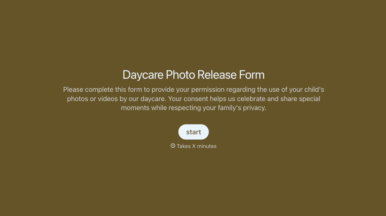 Daycare Photo Release Form