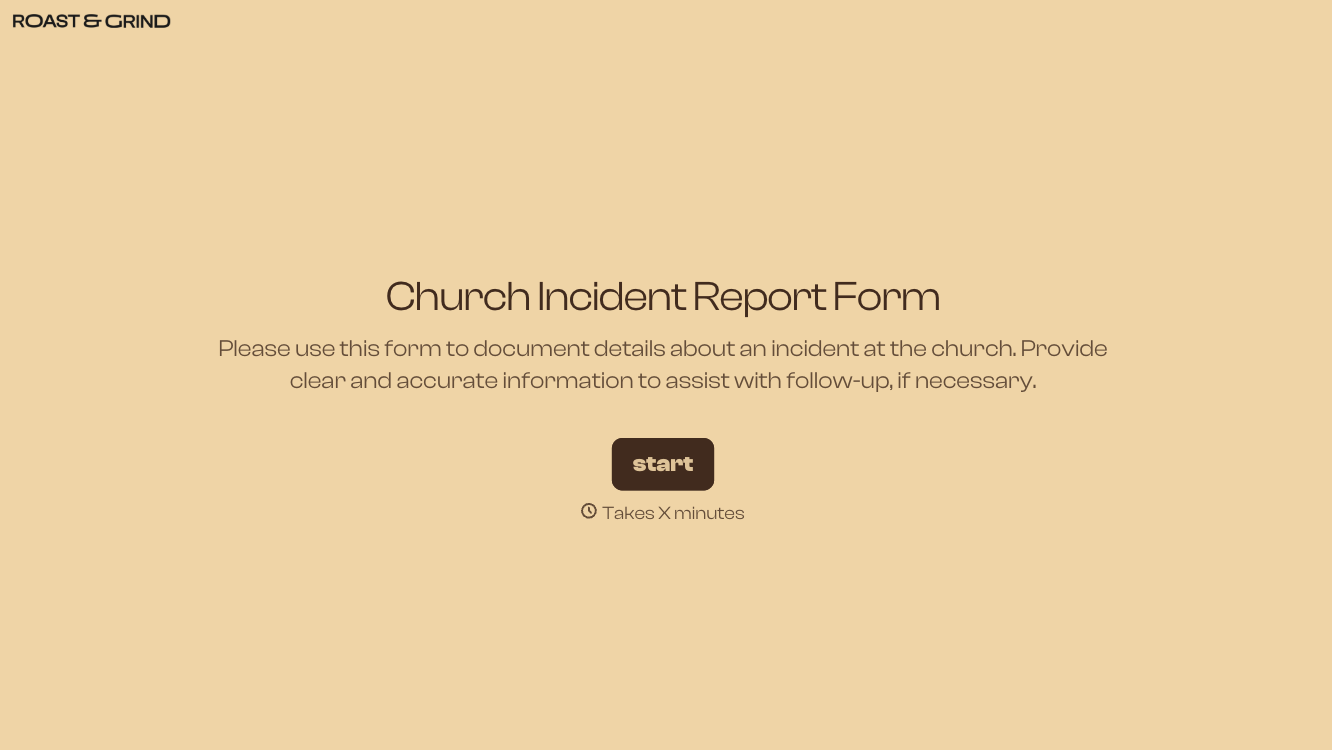 Church Incident Report Form