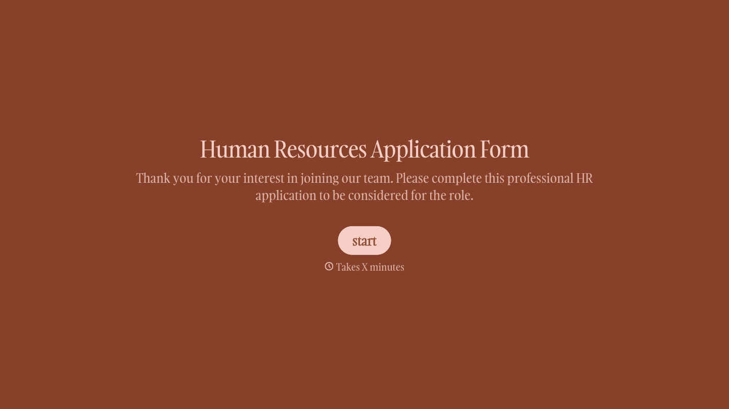 Human Resources Application Form