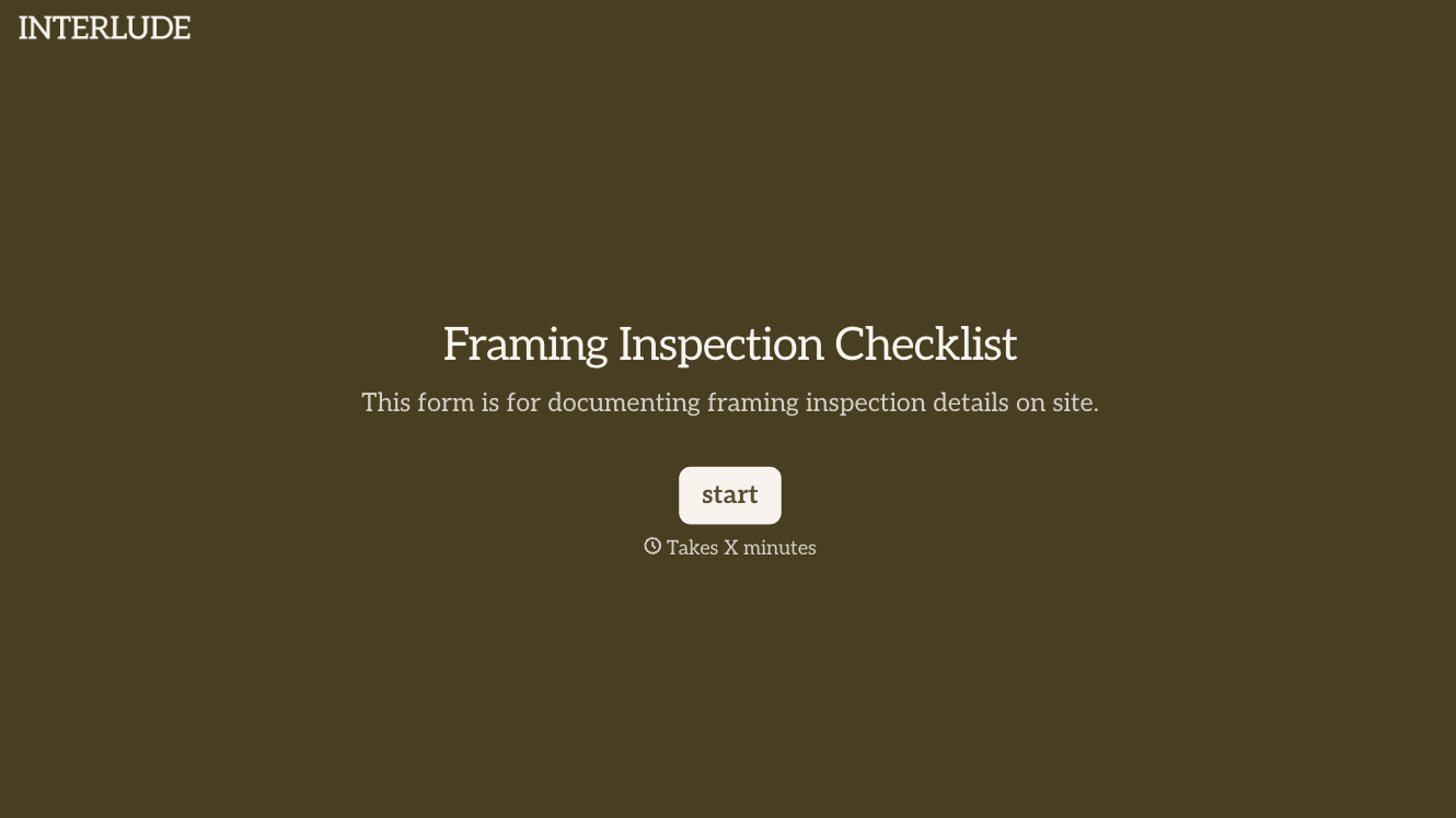 Framing Inspection Checklist Form