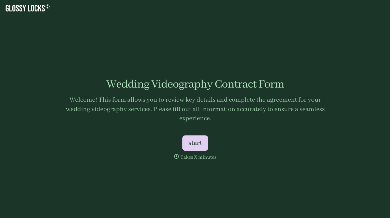 Wedding Videography Contract Form