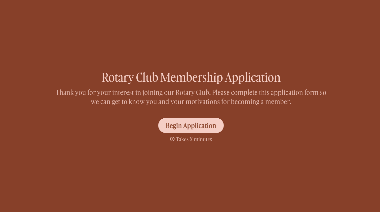 Rotary Club Membership Application Form