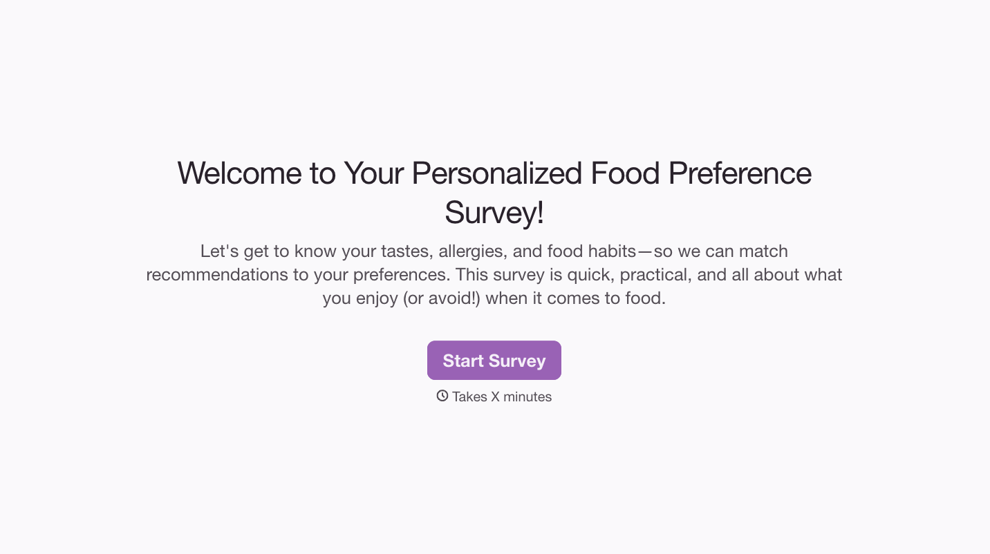 Food Preference Questionnaire Form