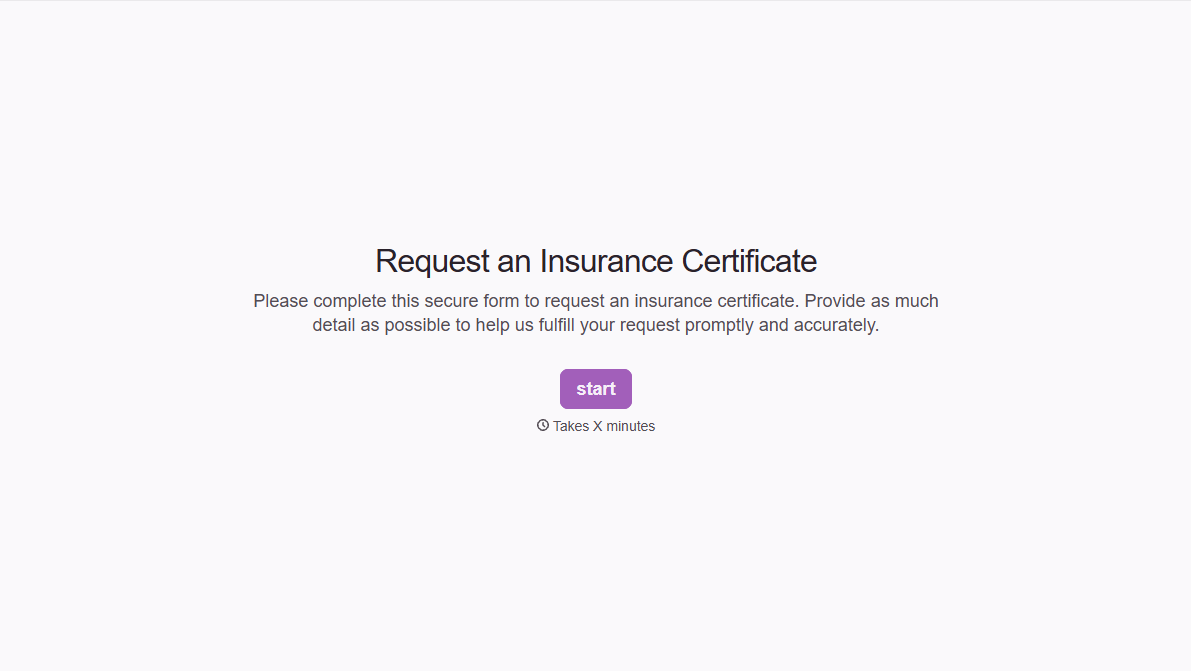 Insurance Certificate Request Form