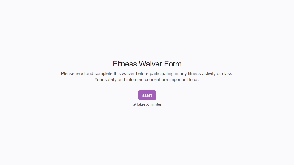 Fitness Waiver Form