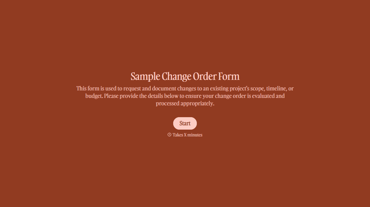 Sample Change Order Form