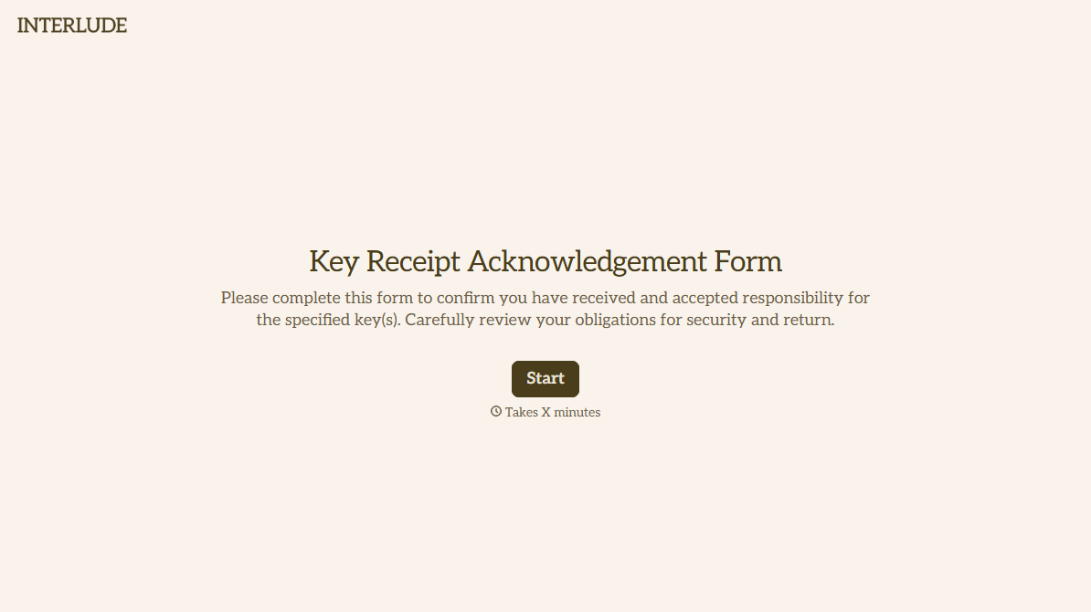 Key Receipt Acknowledgement Form