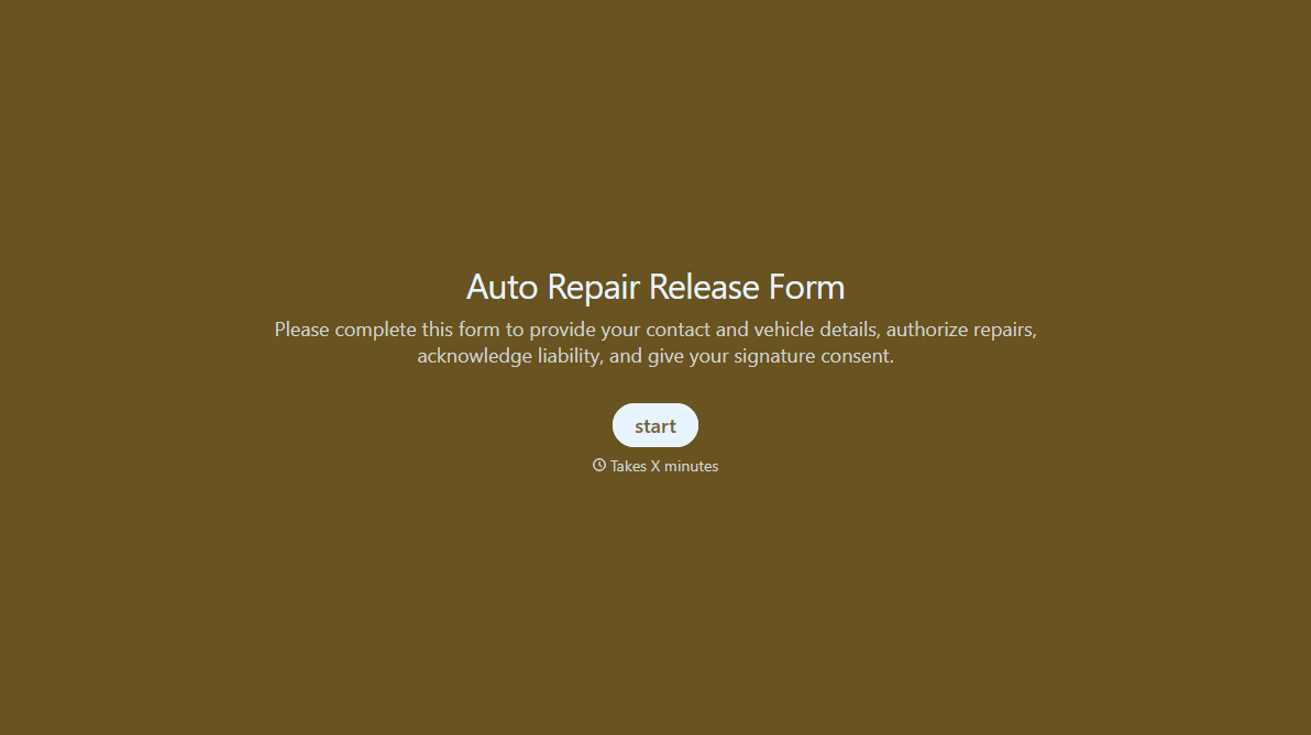 Auto Repair Release Form