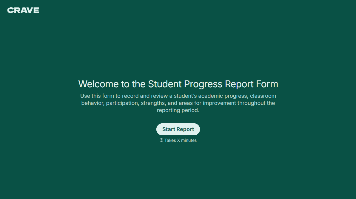 Student Progress Report Form