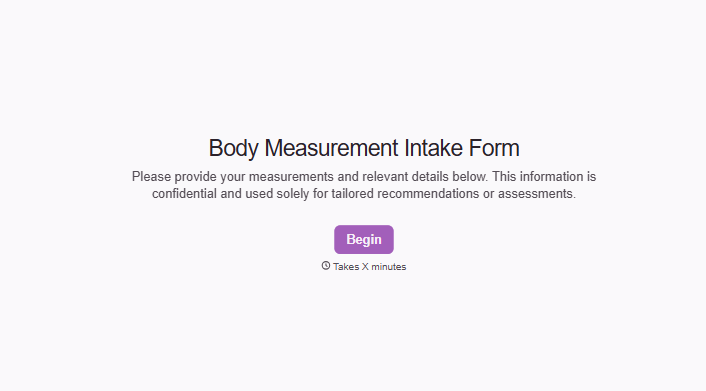 Body Measurement Form