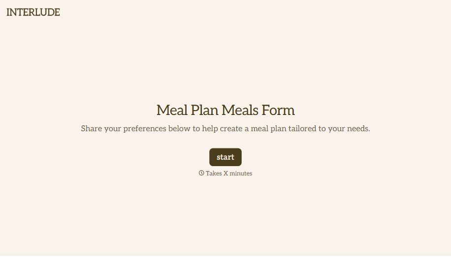 Meal Plan Form