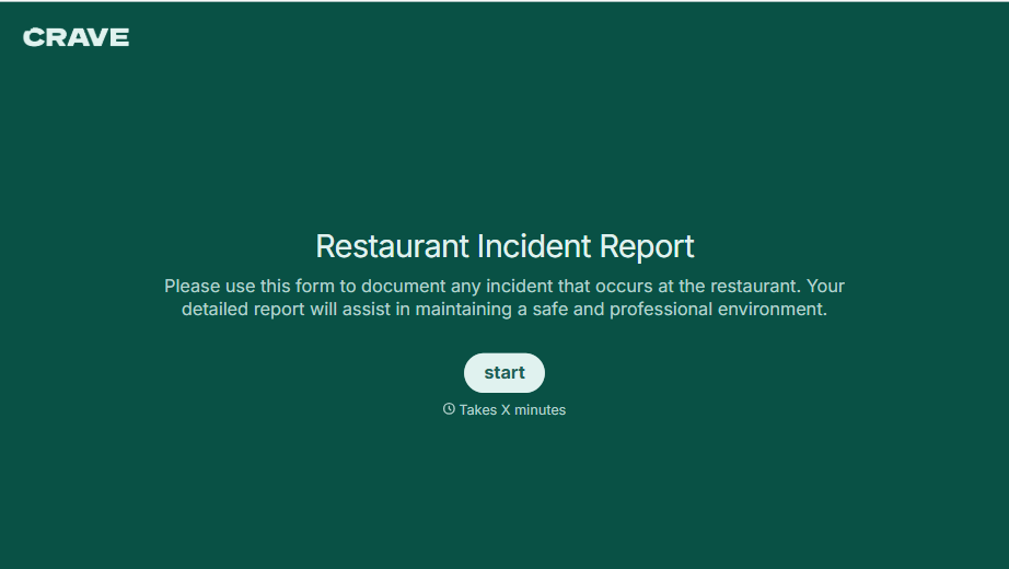 Restaurant Incident Report Form