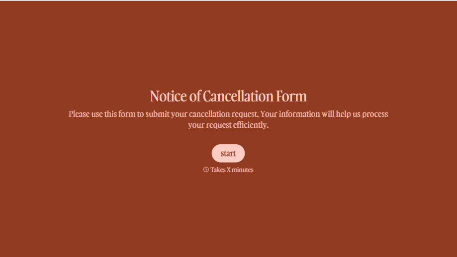 Notice of Cancellation Form