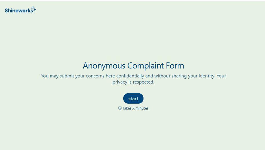 Anonymous Complaint Form