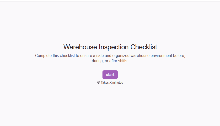 Warehouse Inspection Checklist Form