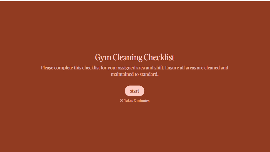 Gym Cleaning Checklist Form