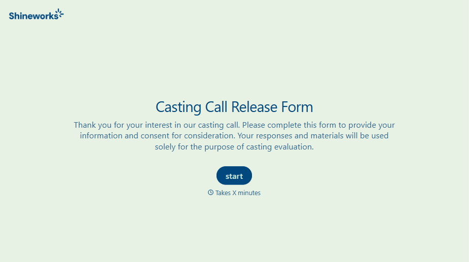 Casting Call Release Form