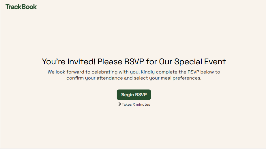 RSVP Form With Meal Choice