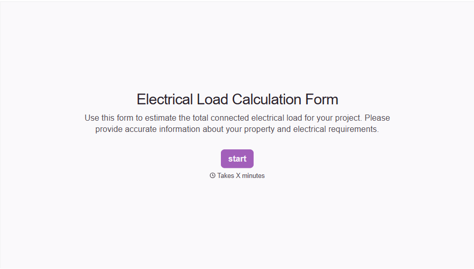 Electrical Load Calculation Form