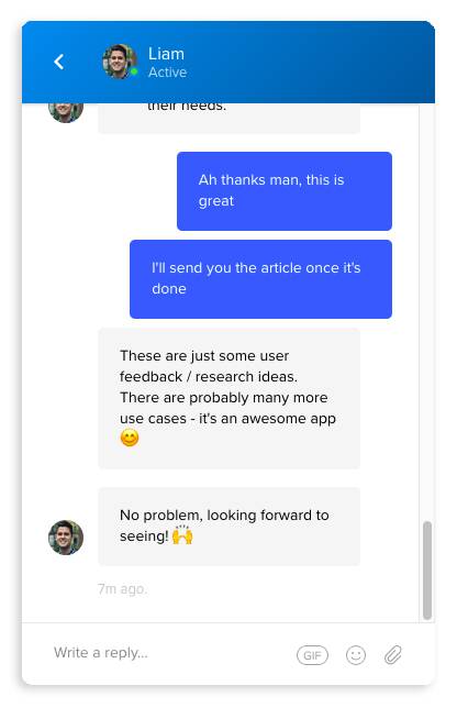 Intercom support explaining Typeform integration use case 4