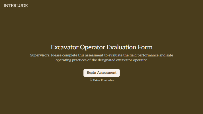 Excavator Operator Evaluation Form