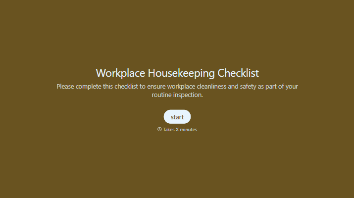 Workplace Housekeeping Checklist Form