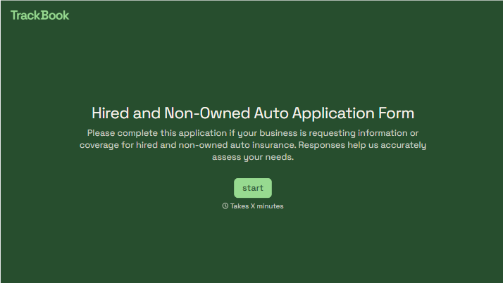 Hired and Non Owned Auto Application Form