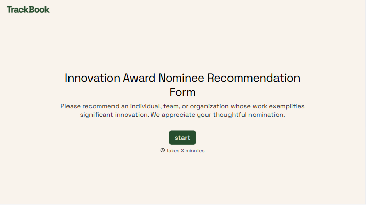 Innovation Award Nominee Recommendation Form