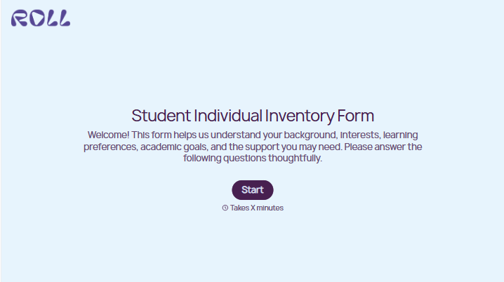 Student Individual Inventory Form