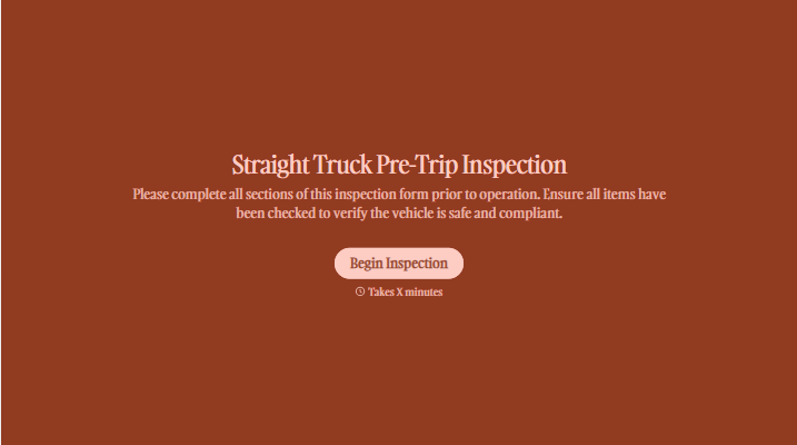 Straight Truck Pre Trip Inspection Form