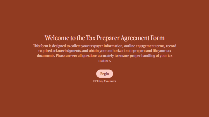 Tax Preparer Agreement Form