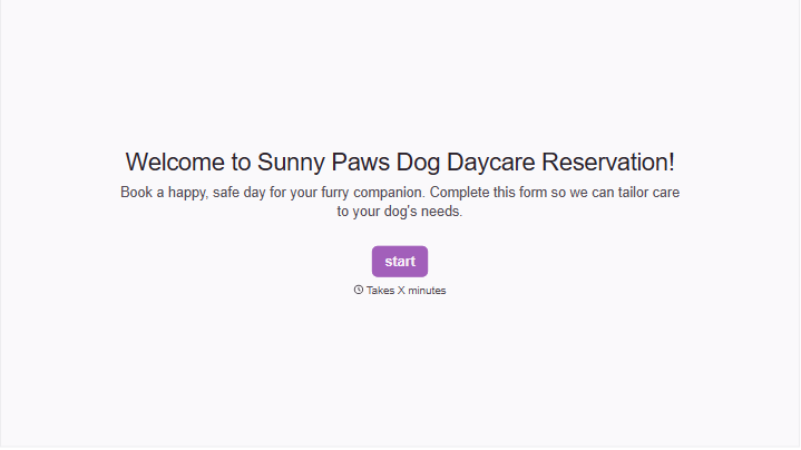 Dog Daycare Reservation Form