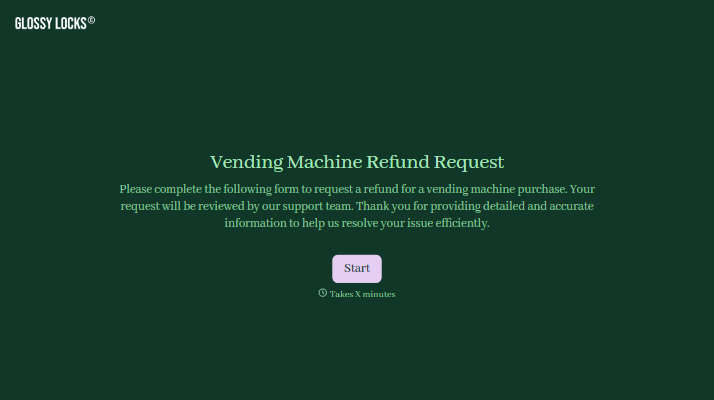 Vending Machine Refund Form