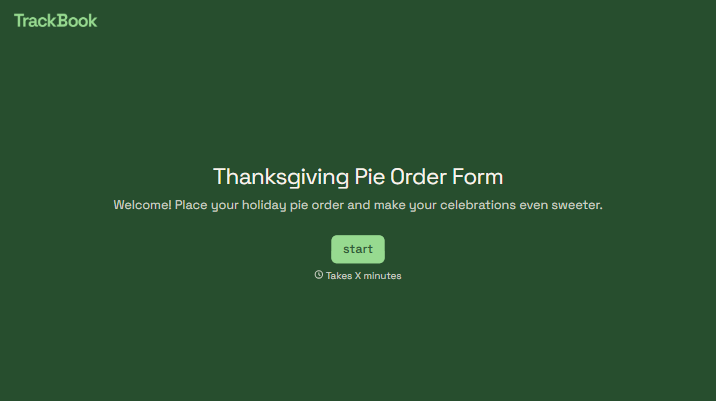 Thanksgiving Pie Order Form