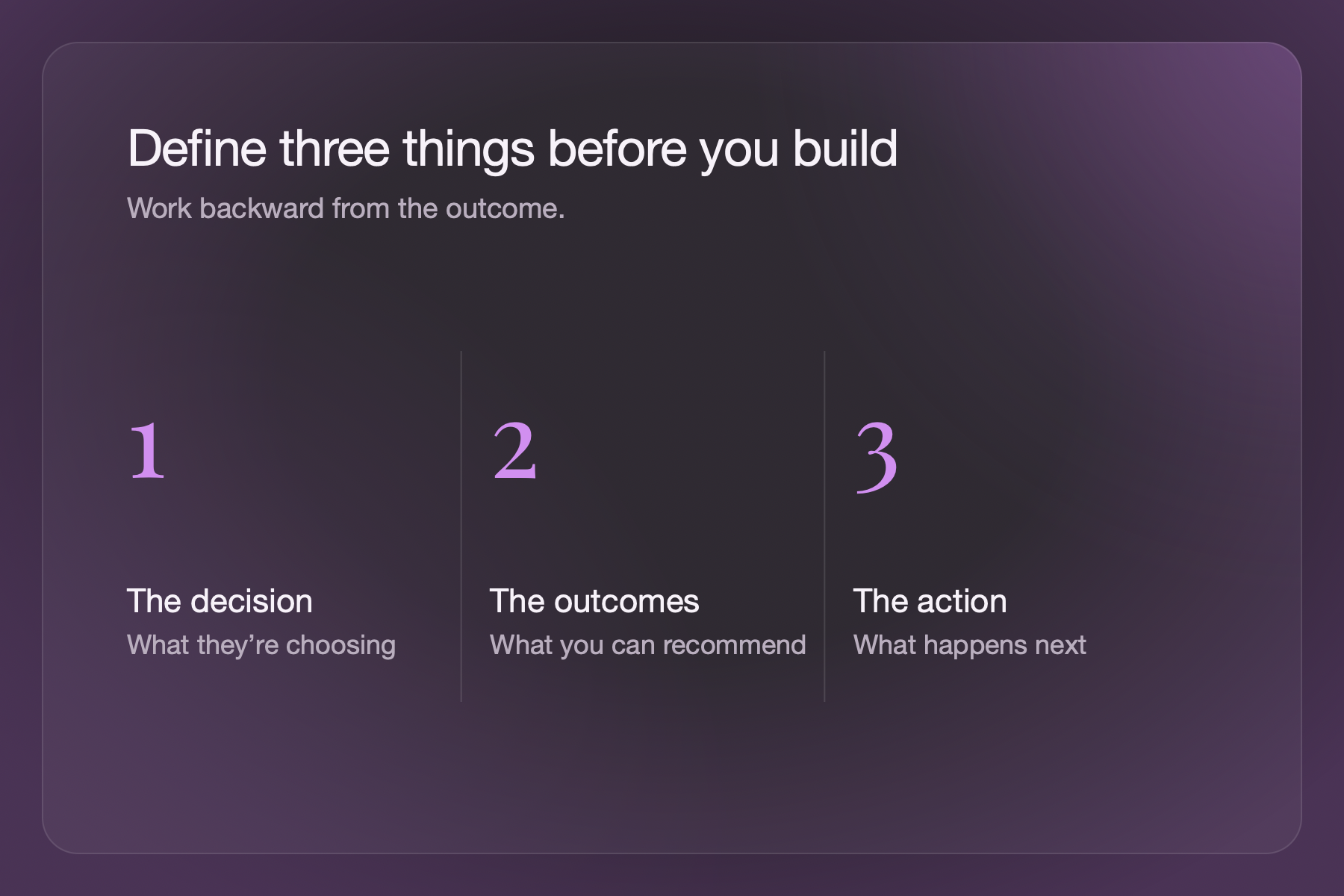 Three things to define before building a style quiz: the decision, the outcomes and the action