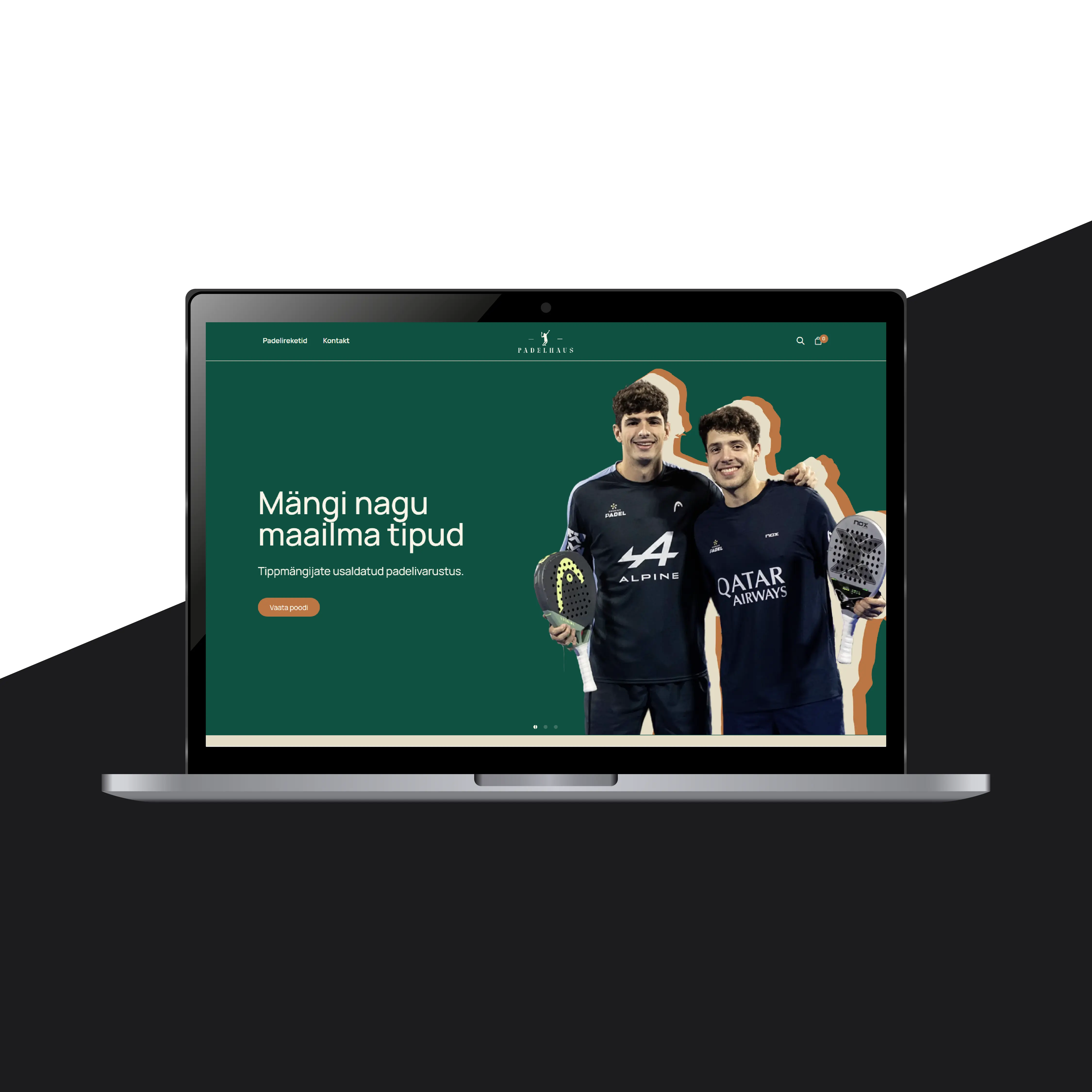 sülearvuti, millel on kuvatud padelhaus.ee e-pood