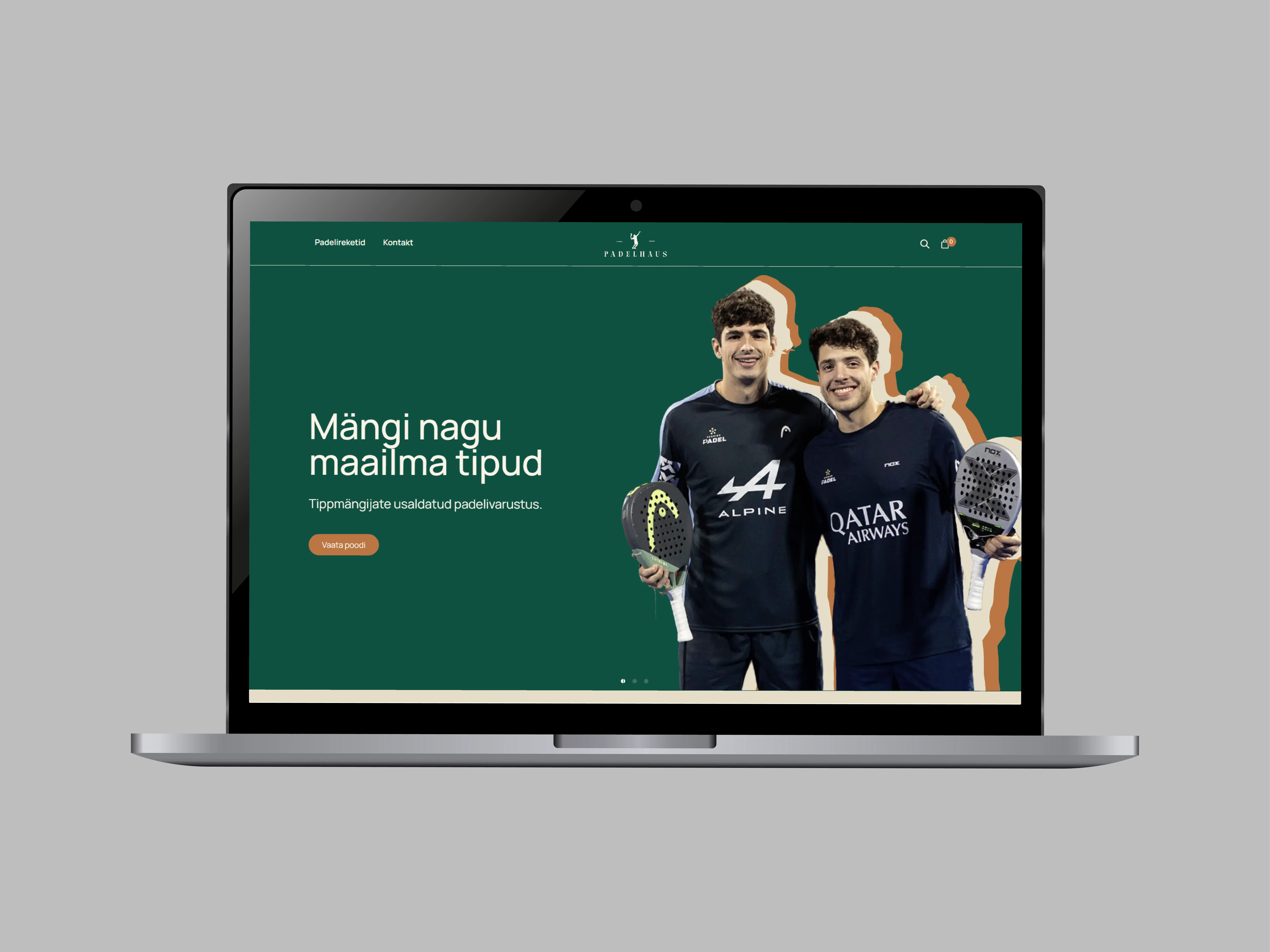 sülearvuti, millel on kuvatud padelhaus.ee e-pood