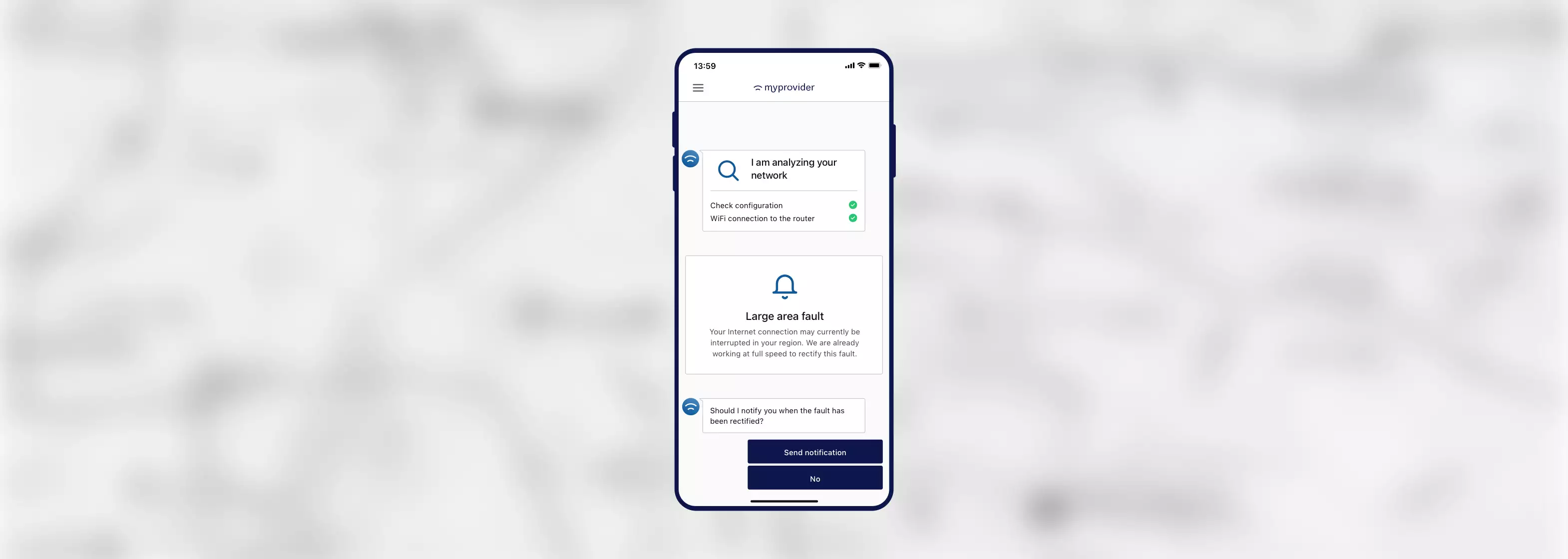 Proactive fault reporting in the self-service app informs customers about current network faults