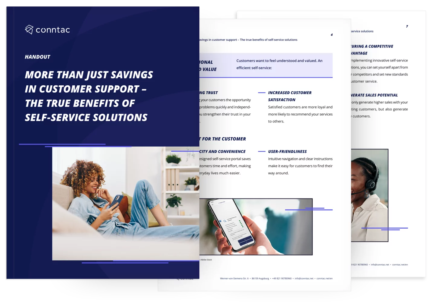 Woman sitting on couch and enjoying good customer support