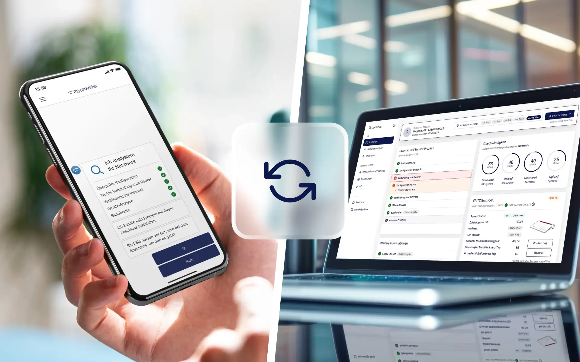 Self-Service und Kundenservice verbinden Übergabe eines technischen Self-Service-Falls an den persönlichen Kundenservice