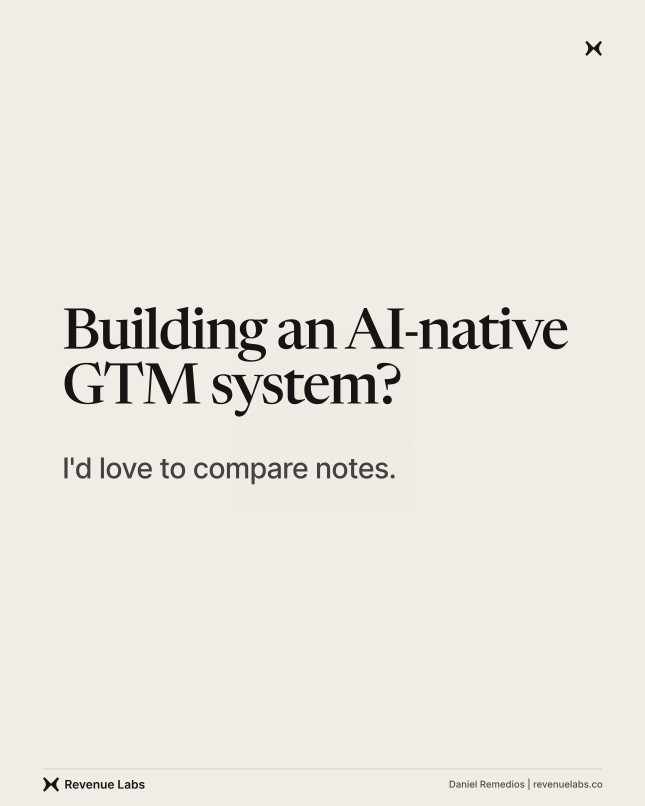 Closing page inviting readers building an AI-native GTM system to compare notes.