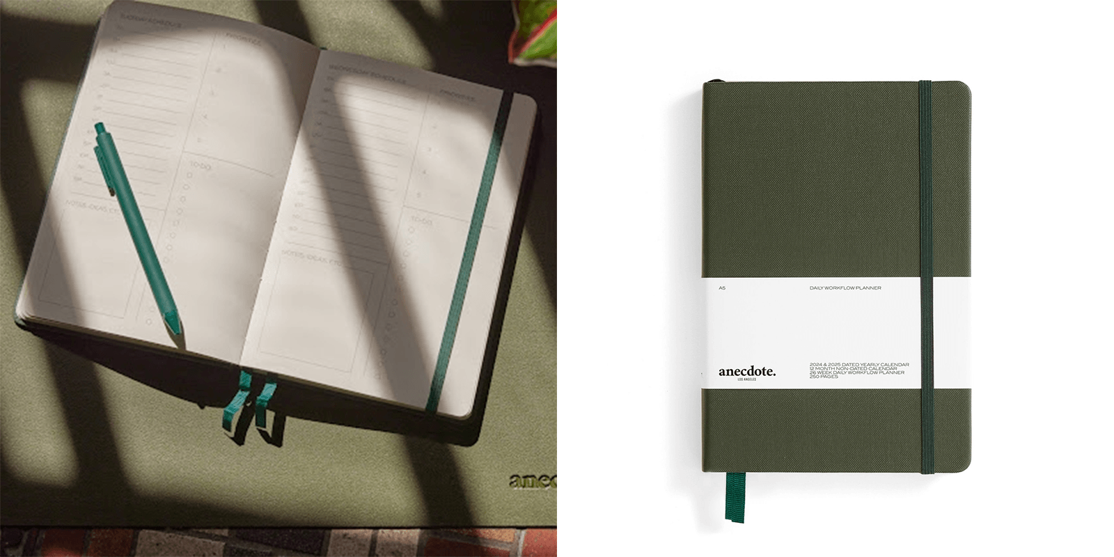 olive green hardcover notebook