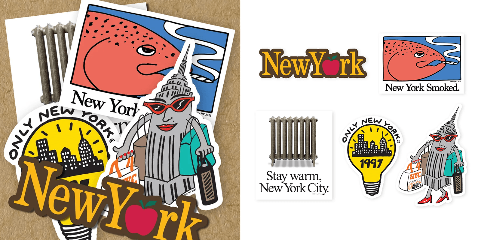colorful NY themed cut out stickers