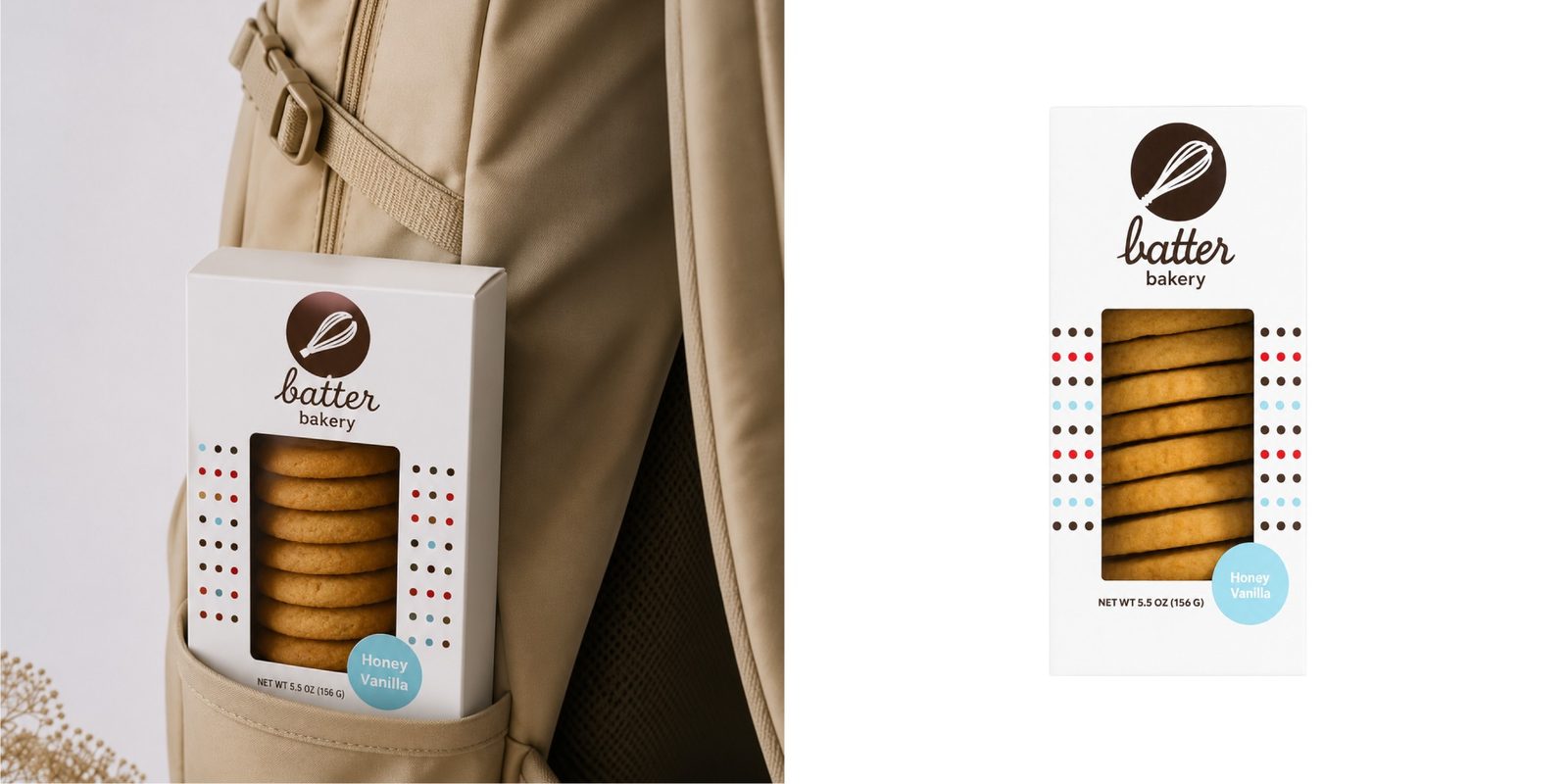 Batter Bakery shortbread cookies in someone's pocket