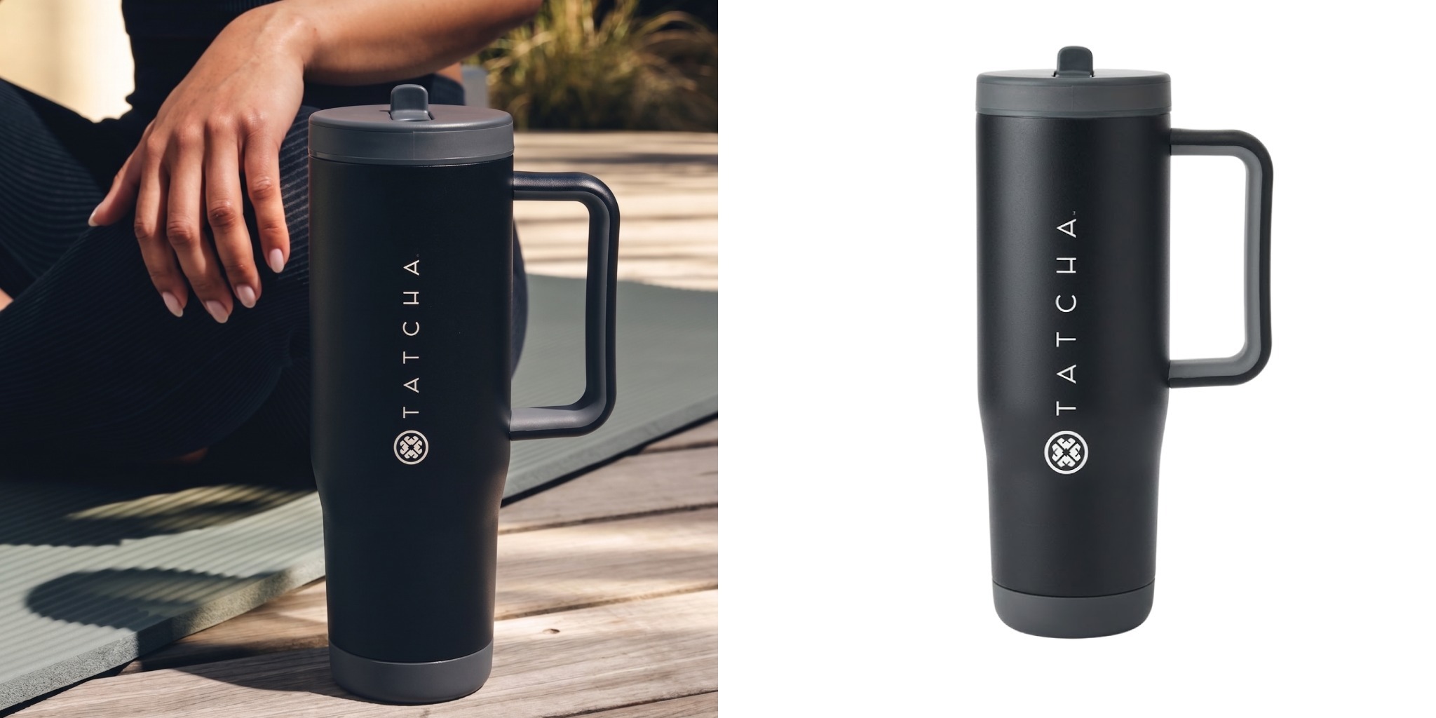 Custom black Built NY 40 oz handled tumbler with logo
