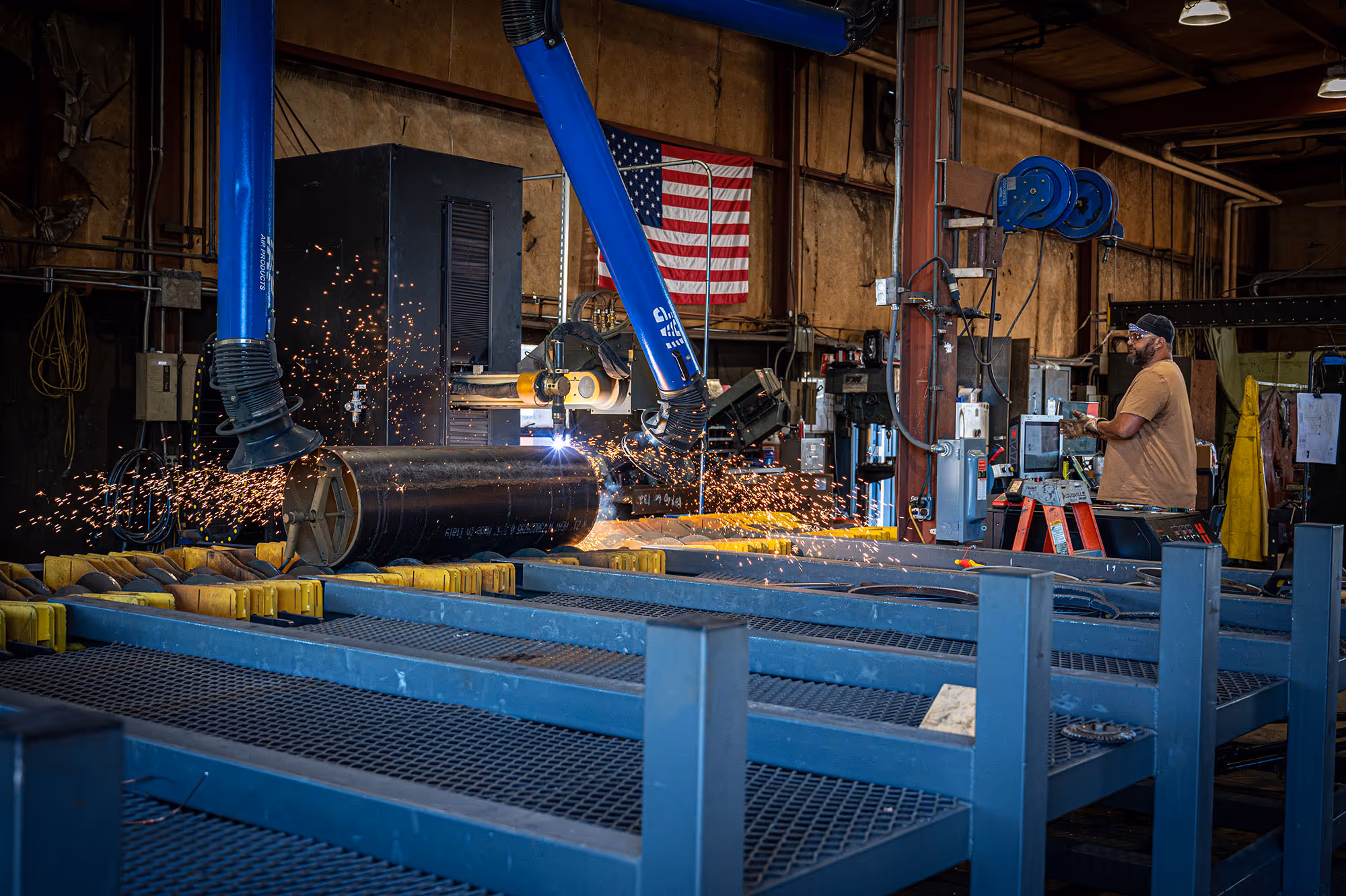 Laser cutting machinery at the Freitag facility.