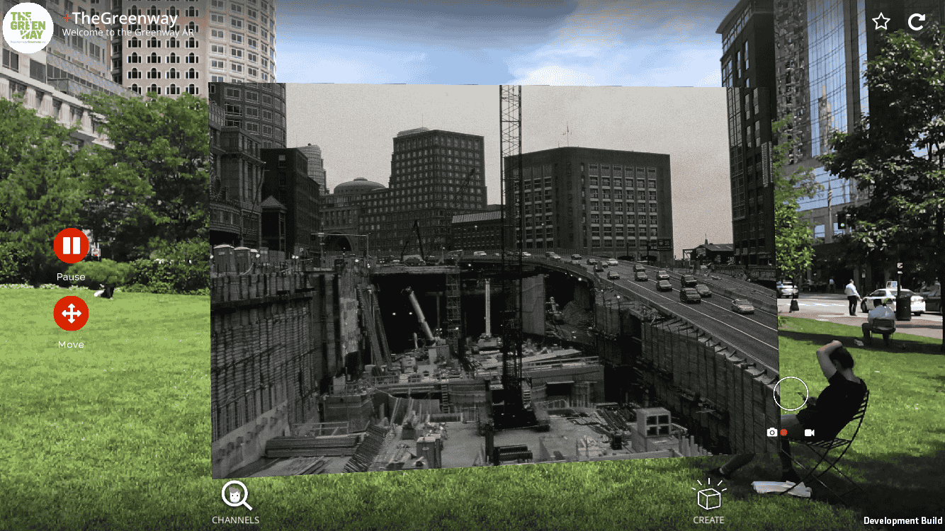 Comparing scene in boston as it once was an external highway, now being a preserved park