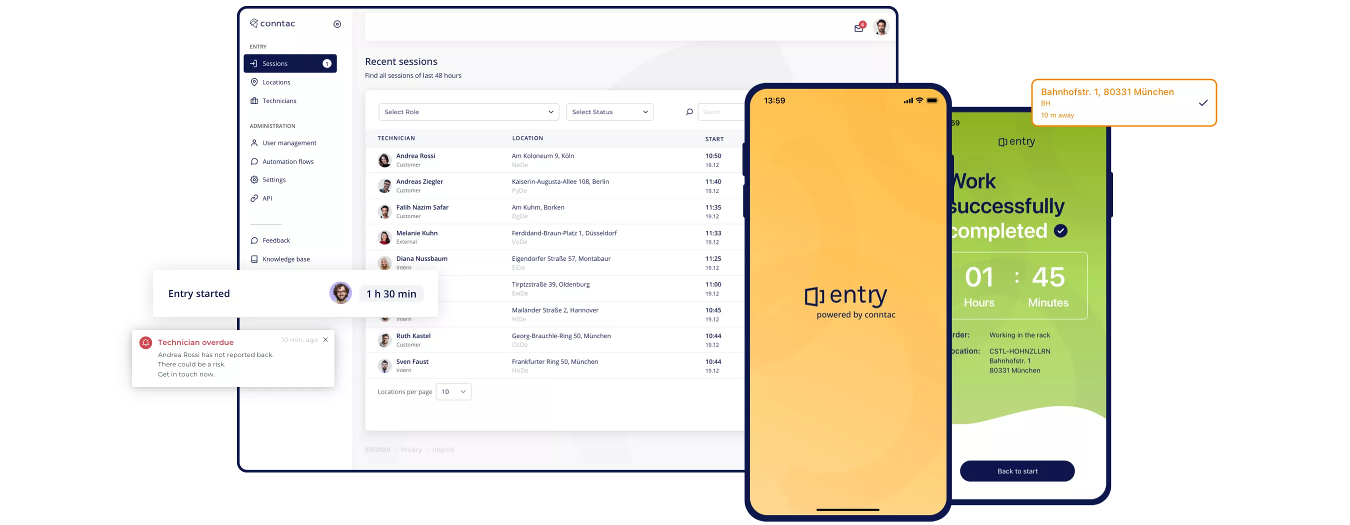Mockups vom Entry Dashboard und der Entry App