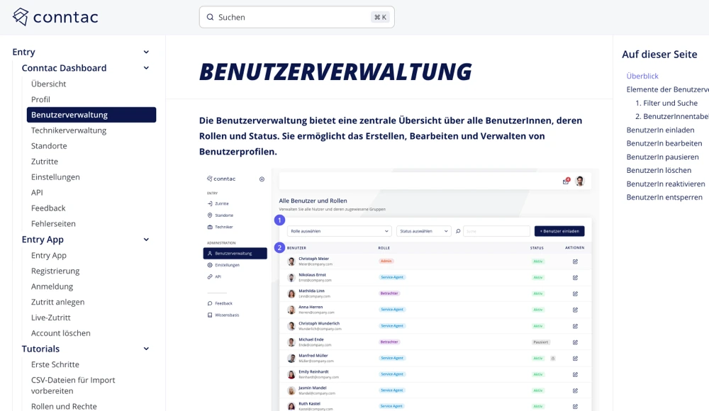 Screenshot der Conntac Knowledgebase im Light Mode