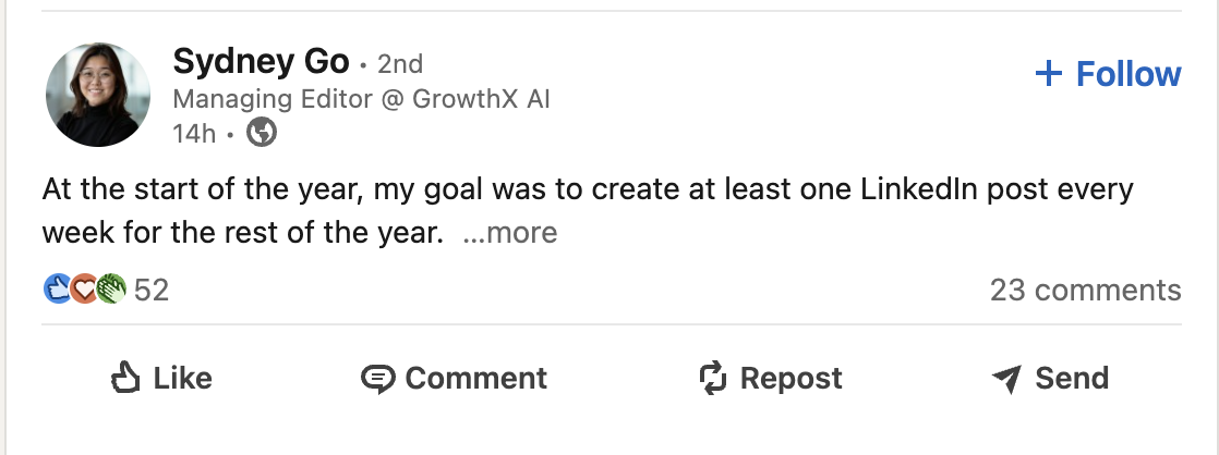 First-Person Confession linkedin Hook example
